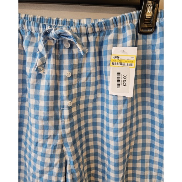 Colsie Blue White Gingham Pajama Pants XS 100% Cotton Drawstring Lounge NWT - Picture 3 of 8